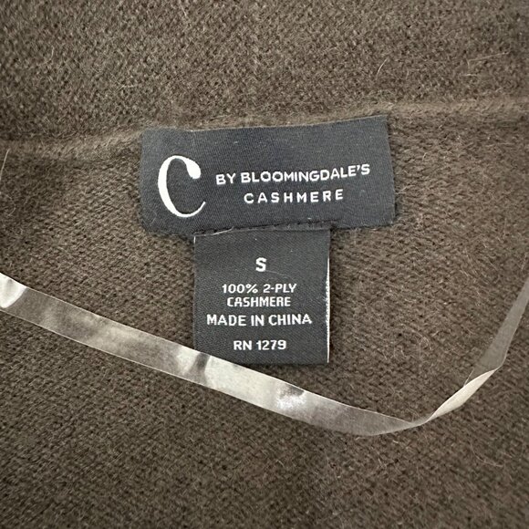 C By Bloomingdale's 2 Ply Cashmere Open Front Cardigan Greyish Brown Sz S - Picture 12 of 13